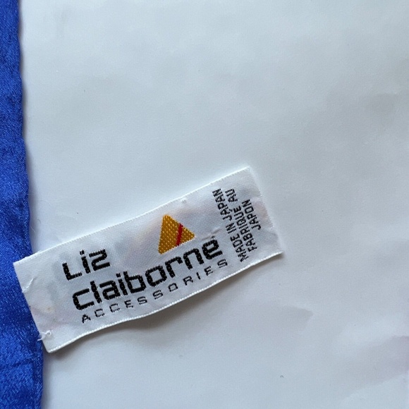 Liz Claiborne Scarf 100% Silk Square Multi Color Large Flowers Floral Japan 30" - Picture 7 of 7